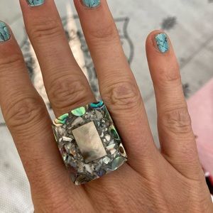 Gorgeous abalone inlay cocktail ring